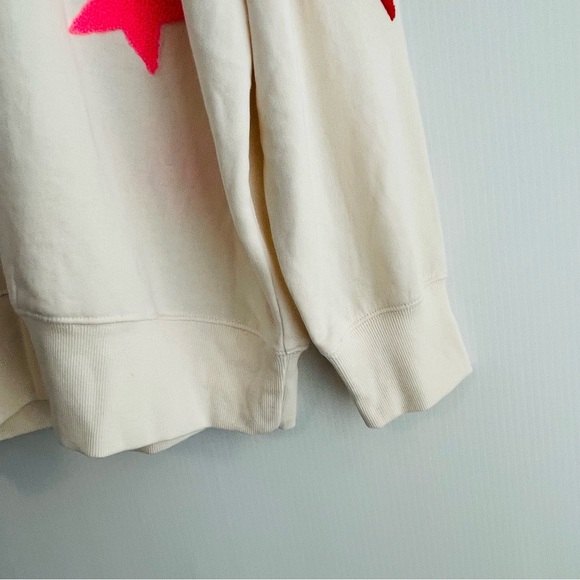 Lou & Grey Cream Crewneck Sweatshirt with Red and Pink Star Accents size XL - Picture 3 of 8